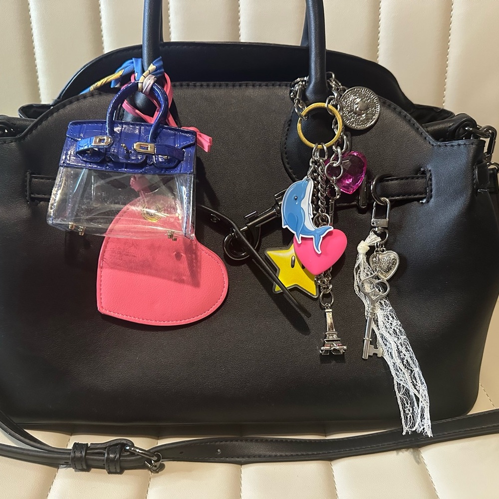Mini Transparent Purse Charm Keychain – Blue Croc Style Bag Charm